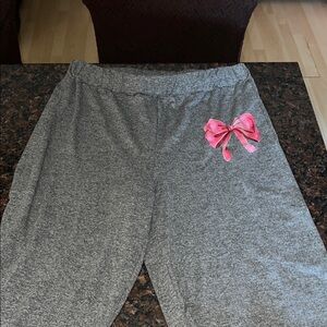 Gray Pants with Pink Bow Accent